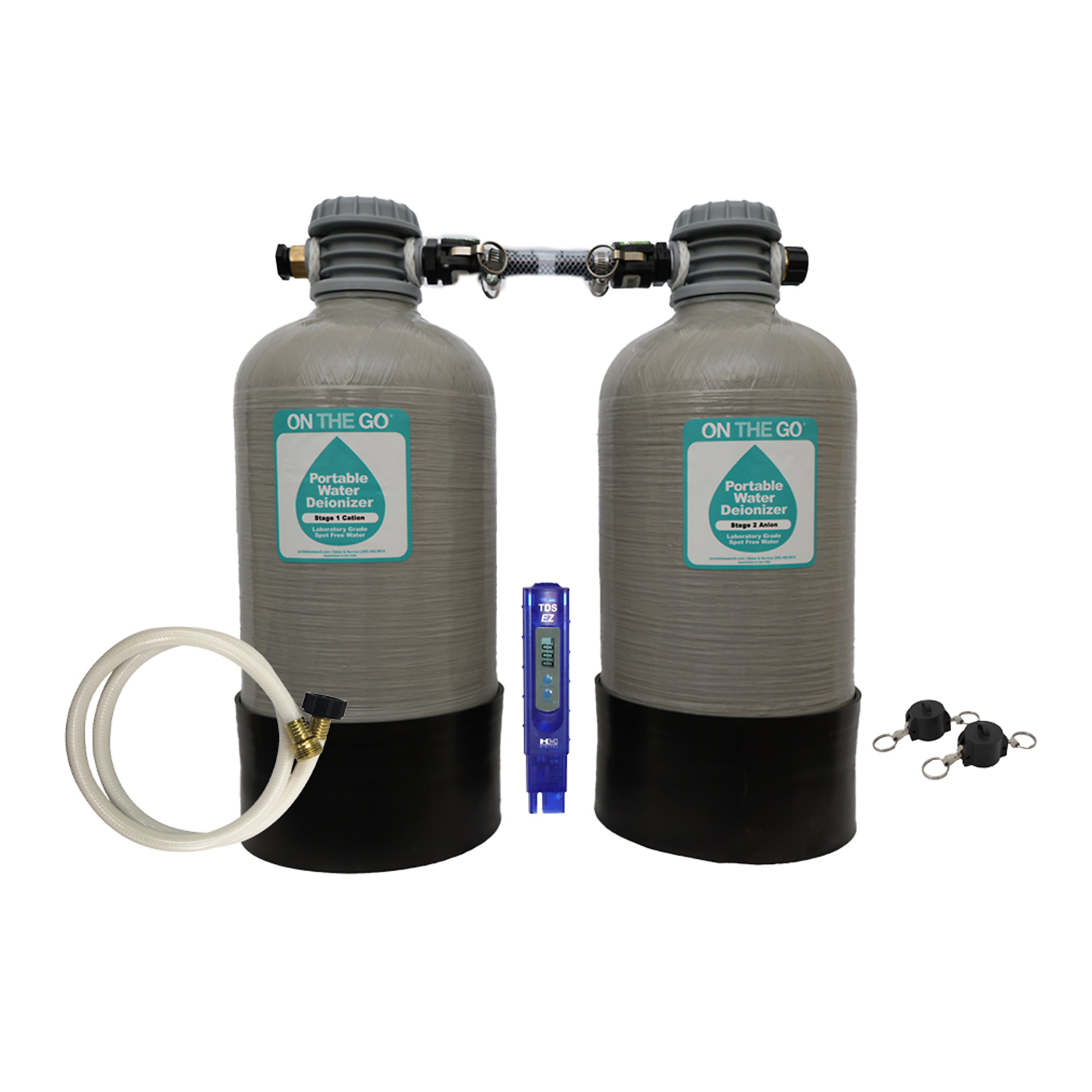 On The Go, Dual Bed Double Standard Deionizer, Max. Flow Rate 3 GPM, Tank Size 0.5 ft³, Model# OTG4-NT-DBD